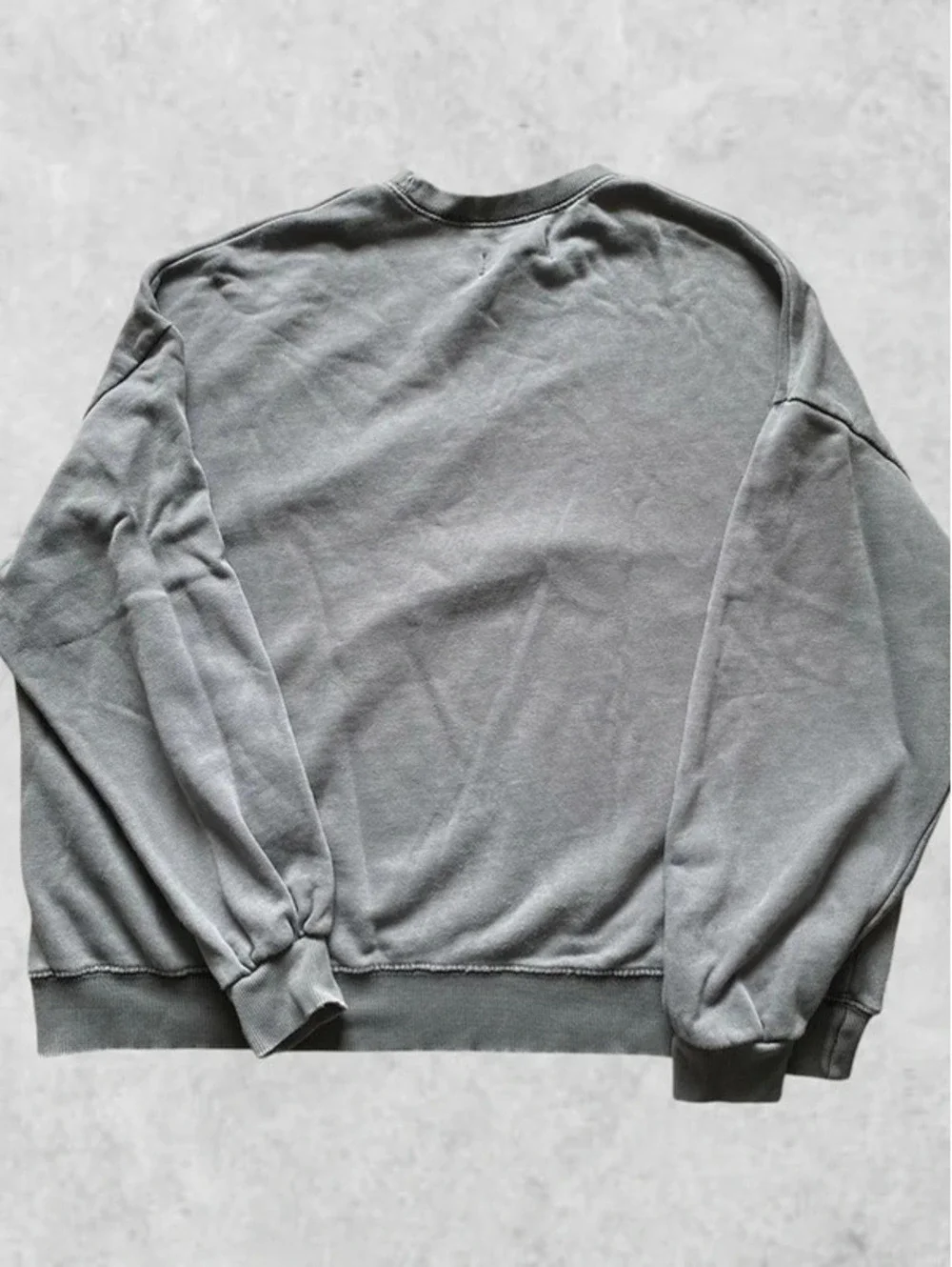 Pull&Bear Men Sweatshirt S Boxy Loose Gray Cotton Vintage Wash Soft Pullover